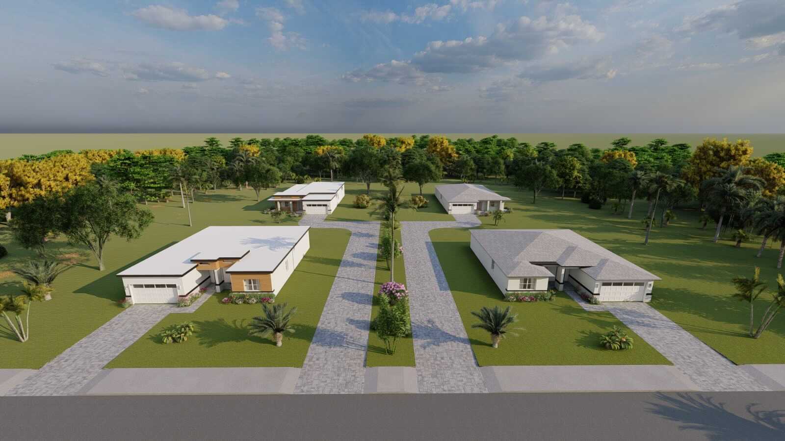 Aerial rendering of a Queen Homes investment property development in Central Florida